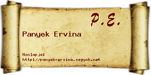 Panyek Ervina névjegykártya